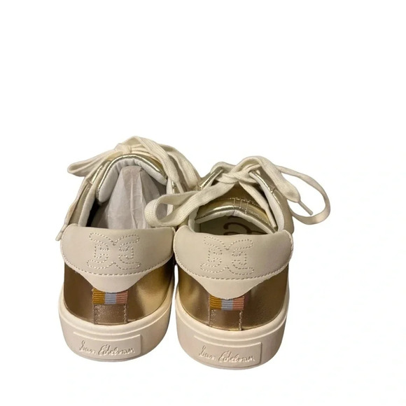 ✨ Sam Edelman Ethyl Gold Metallic Lace‎ Up Sneakers 👟 Size 7 Casual Chic - Picture 4 of 5